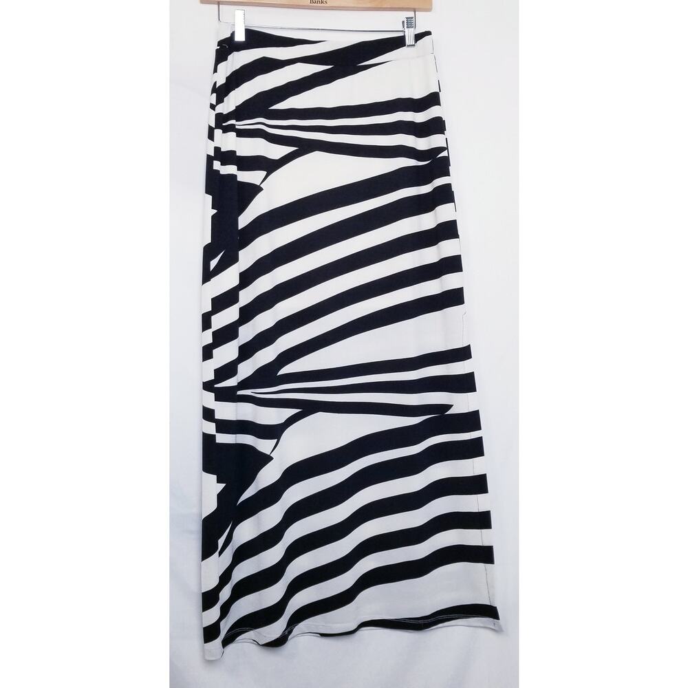 Black and White Striped Women's Maxi Skirt